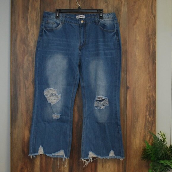 Melarey Women's Plus Size Cropped Wide Leg Jeans XXL 120-S - Picture 1 of 7